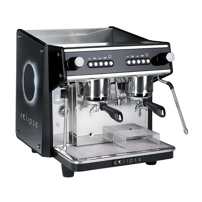 Front left view of the crem eclipse 2 group compact coffee machine