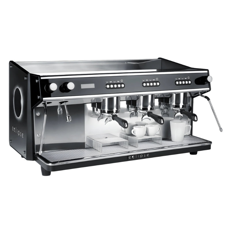 Front left view of the crem eclipse 3 group coffee machine