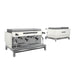 Front and rear view of the 2 group white version of the crem ex3 (formally expobar ex3) coffee machine 