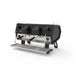Black Sanremo D8 2 group coffee machine right-side view with tall cup takeaway kit installed