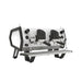 Black and white Sanremo D8 2 group coffee machine diagonal front-left view