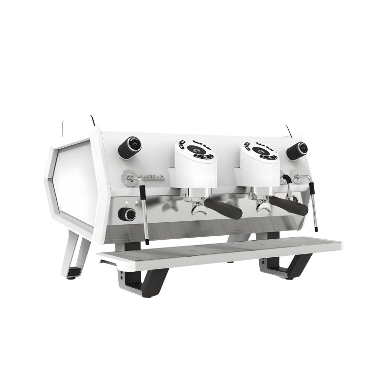 White Sanremo D8 2 group coffee machine diagonal front-left view