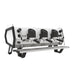 Black and white Sanremo D8 3 group coffee machine diagonal front-left view