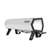 Rear view of black and white Sanremo D8 3 group commercial coffee machine