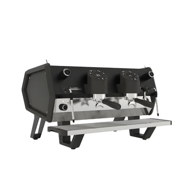 Black Sanremo D8 Plus 2 group espresso coffee machine front left view