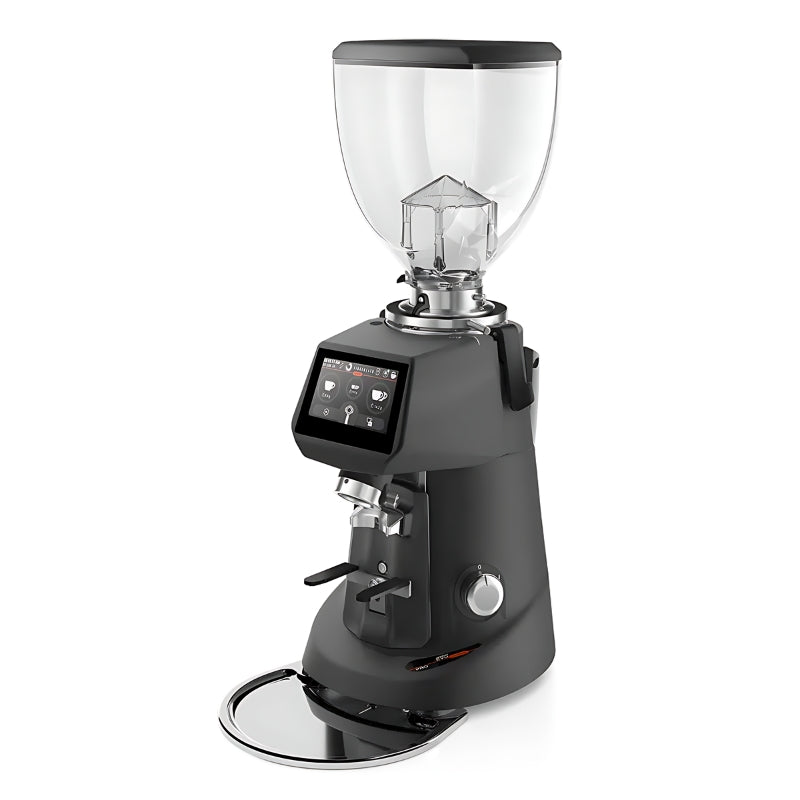 Front right view of the Sanremo SR64 EVO PRO sense commercial coffee grinder in black